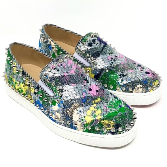 Christian Louboutin Blue Silver Sneakers Urban Style - Picture 10 of 15